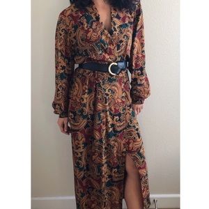 Vintage Paisley Silk Dress by Liz Claiborne & Belt